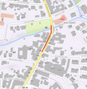 Karte der von den Bauarbeiten betroffenen Straße